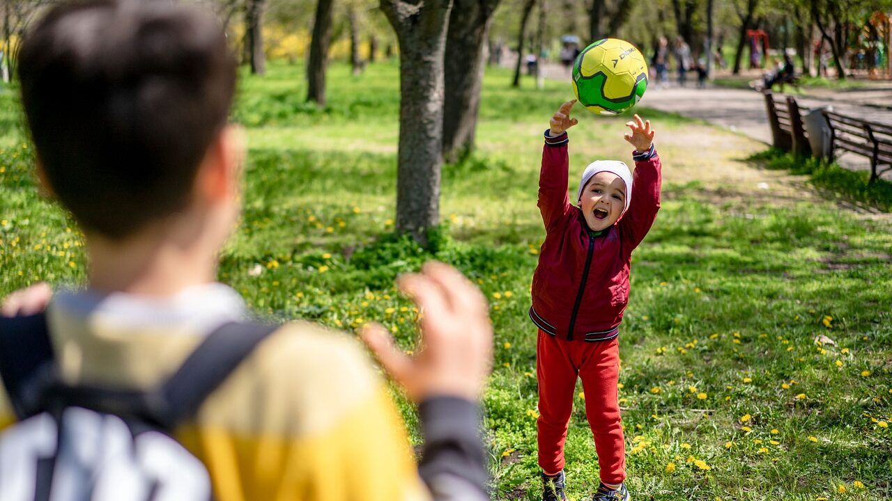 park, playing catch, kids, children, nature, summer, childhood, caucasian, outdoors, children, children, children, children, children